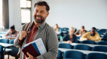 Graduate student attending MBA class.